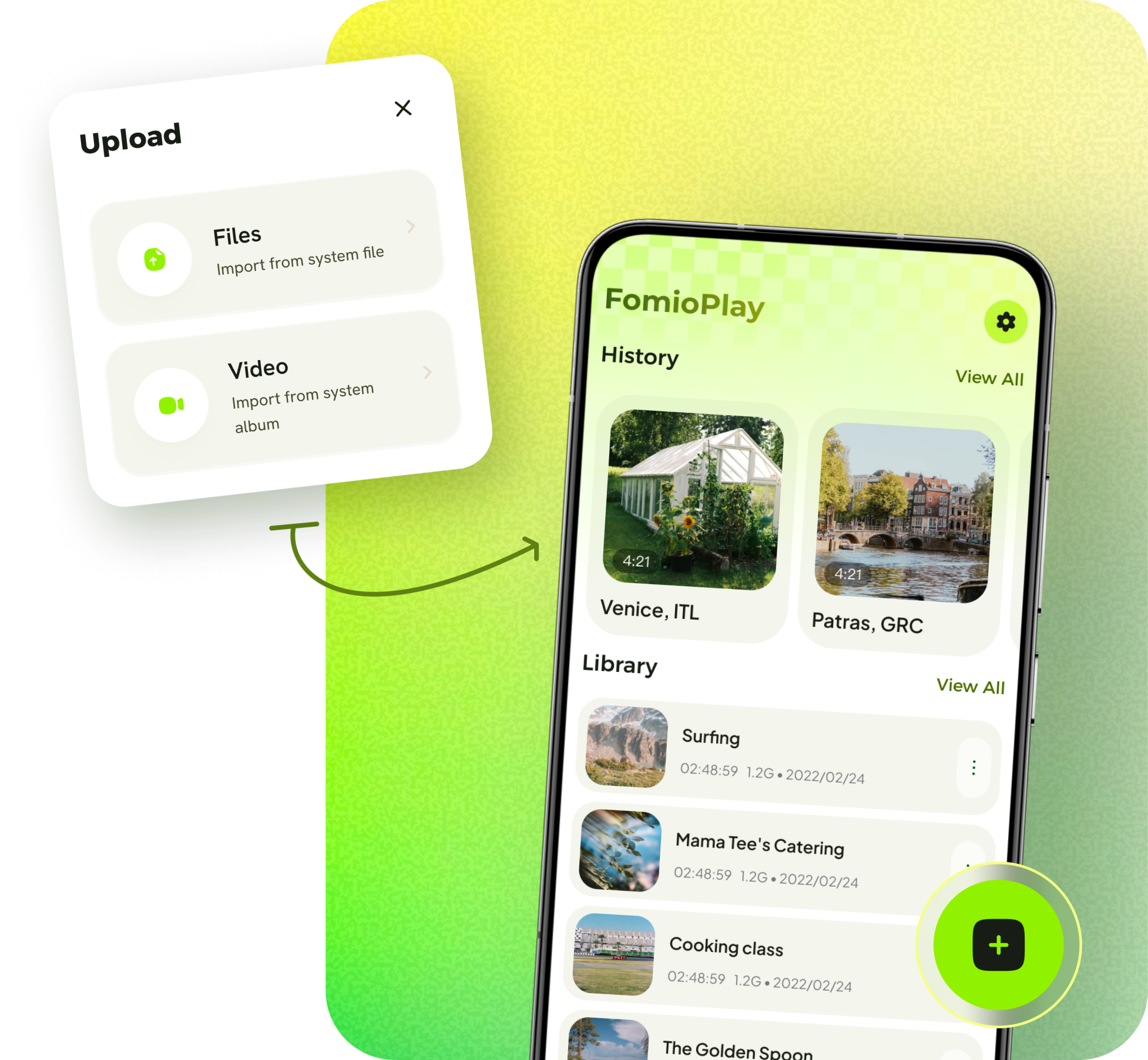 FomioPlay import and video library screens